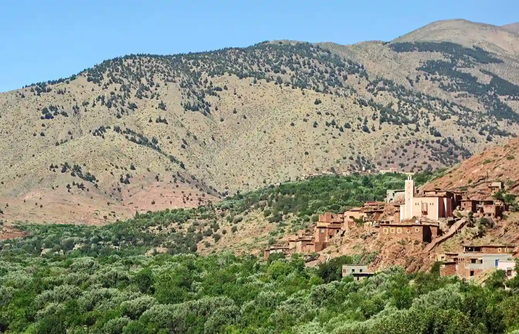 Excursion dans la vallée d’Agoundis : paysages sauvages de l’Atlas, villages berbères et nature préservée à découvrir depuis Marrakech.